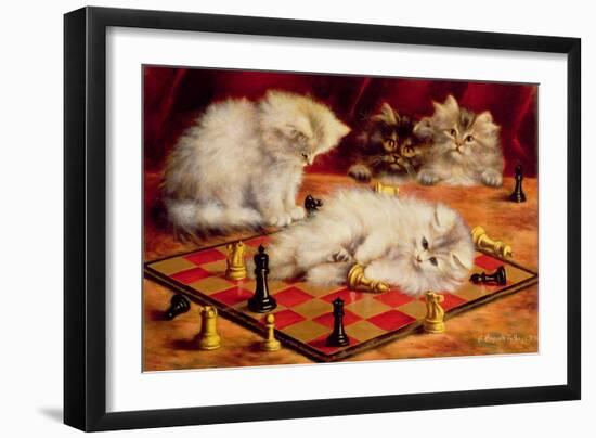 Cats with a Chess Board-Agnes Augusta Talboys-Framed Premium Giclee Print
