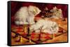 Cats with a Chess Board-Agnes Augusta Talboys-Framed Stretched Canvas