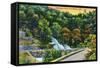 Catskill Mountains, New York - Horseshoe Curve View of Bastion Falls-Lantern Press-Framed Stretched Canvas