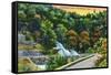 Catskill Mountains, New York - Horseshoe Curve View of Bastion Falls-Lantern Press-Framed Stretched Canvas