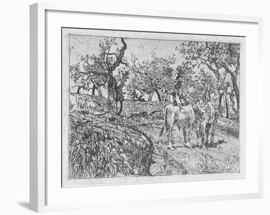 Cattle Amongst Olive Trees-Giovanni Fattori-Framed Giclee Print