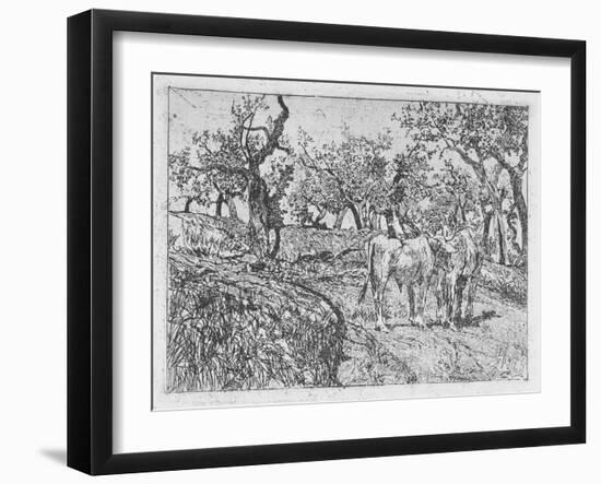 Cattle Amongst Olive Trees-Giovanni Fattori-Framed Giclee Print