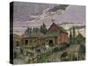 Cattle and Barns of a Canadian Homestead About 1850-null-Stretched Canvas