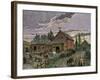 Cattle and Barns of a Canadian Homestead About 1850-null-Framed Giclee Print