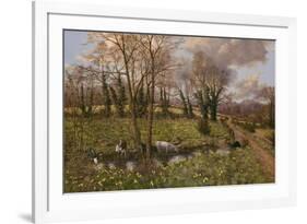 Cattle And Daffodils-Bill Makinson-Framed Giclee Print