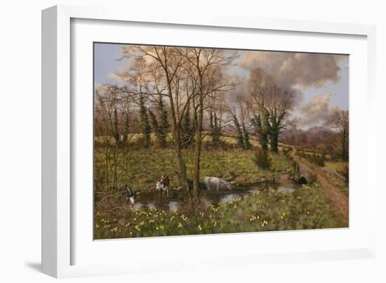 Cattle And Daffodils-Bill Makinson-Framed Giclee Print