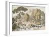 Cattle and Drover Fording a Stream-Thomas Rowlandson-Framed Giclee Print