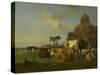 Cattle and Sheep in a Landscape, C.1855 (Oil on Canvas)-Constant-emile Troyon-Stretched Canvas