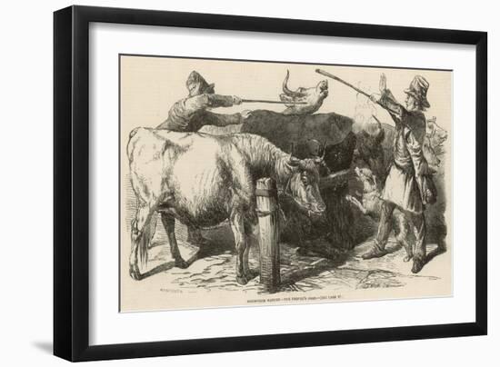 Cattle at Smithfield Market, London, 1849-null-Framed Art Print