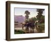 Cattle by a Lake (Oil on Canvas)-Auguste Francois Bonheur-Framed Giclee Print