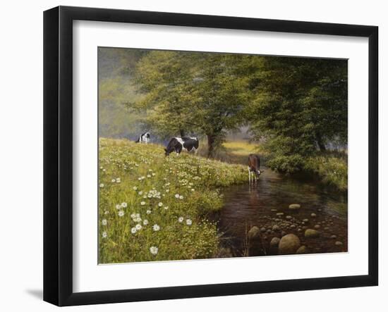 Cattle By The Stream-Bill Makinson-Framed Giclee Print