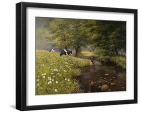 Cattle By The Stream-Bill Makinson-Framed Giclee Print