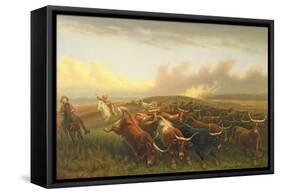 Cattle Drive 1, C.1877 (Oil on Canvas)-James Walker-Framed Stretched Canvas