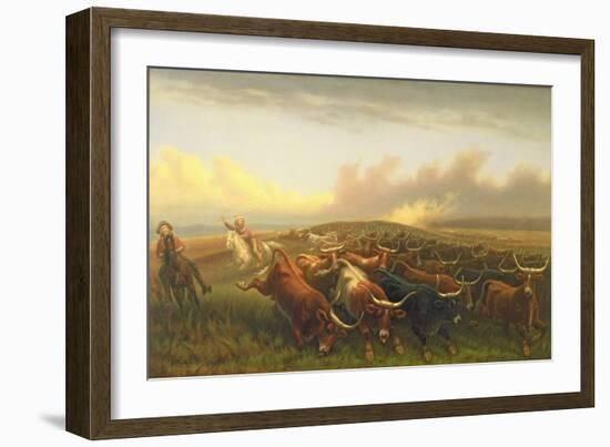 Cattle Drive 1, C.1877 (Oil on Canvas)-James Walker-Framed Giclee Print