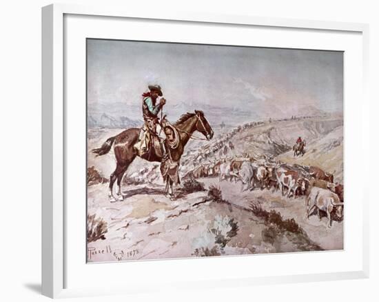 Cattle Drive, 1898-Charles Marion Russell-Framed Giclee Print