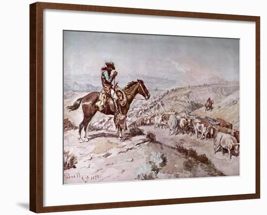 Cattle Drive, 1898-Charles Marion Russell-Framed Giclee Print