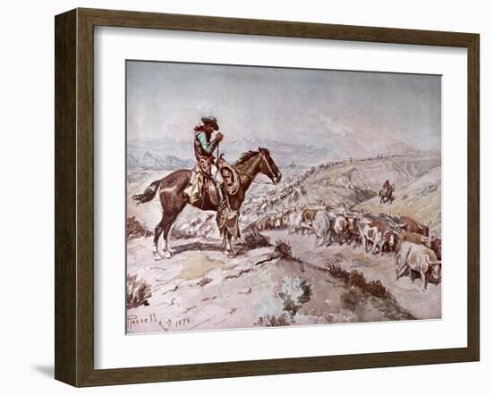 Cattle Drive, 1898-Charles Marion Russell-Framed Giclee Print