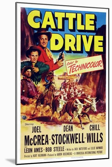 Cattle Drive, from Top Left: Joel Mccrea, Dean Stockwell, Chill Wills, 1951-null-Mounted Art Print