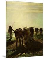 Cattle Going to Work (Boeufs Allant Au Labour) (Detail)-Constant Troyon-Stretched Canvas