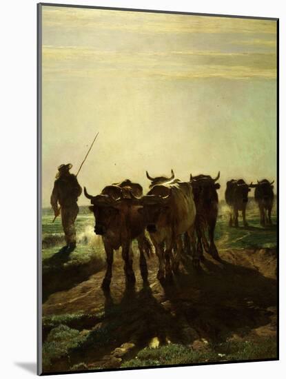 Cattle Going to Work (Boeufs Allant Au Labour) (Detail)-Constant Troyon-Mounted Giclee Print