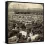 Cattle, Great Union Stock Yards, Chicago, Illinois, USA-Underwood & Underwood-Framed Stretched Canvas