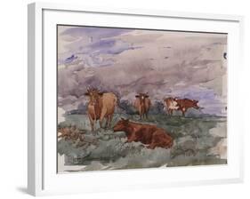 Cattle in a Landscape, 1890-Soren Emil Carlsen-Framed Giclee Print