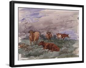 Cattle in a Landscape, 1890-Soren Emil Carlsen-Framed Giclee Print