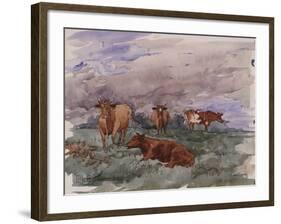 Cattle in a Landscape, 1890-Soren Emil Carlsen-Framed Giclee Print