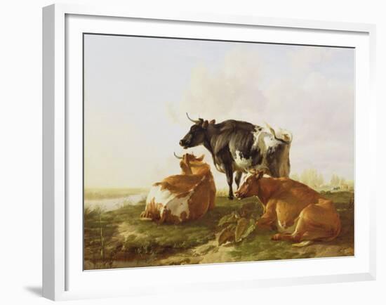 Cattle in a River Landscape-Thomas Sidney Cooper-Framed Giclee Print