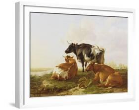 Cattle in a River Landscape-Thomas Sidney Cooper-Framed Giclee Print