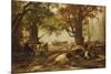 Cattle in a Wooded River Landscape-Auguste Francois Bonheur-Mounted Premium Giclee Print