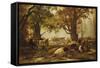 Cattle in a Wooded River Landscape-Auguste Francois Bonheur-Framed Stretched Canvas