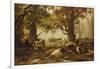 Cattle in a Wooded River Landscape-Auguste Francois Bonheur-Framed Giclee Print