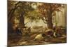 Cattle in a Wooded River Landscape-Auguste Francois Bonheur-Mounted Giclee Print