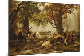 Cattle in a Wooded River Landscape-Auguste Francois Bonheur-Mounted Giclee Print