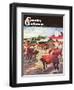 "Cattle in Barnyard," Country Gentleman Cover, October 1, 1945-Matt Clark-Framed Giclee Print