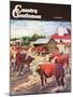 "Cattle in Barnyard," Country Gentleman Cover, October 1, 1945-Matt Clark-Mounted Giclee Print