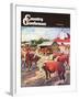 "Cattle in Barnyard," Country Gentleman Cover, October 1, 1945-Matt Clark-Framed Giclee Print