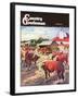 "Cattle in Barnyard," Country Gentleman Cover, October 1, 1945-Matt Clark-Framed Giclee Print