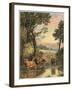 Cattle in Stream-null-Framed Art Print