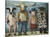 Cattle Line Up-Leah Saulnier-Stretched Canvas