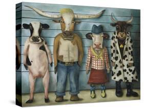 Cattle Line Up-Leah Saulnier-Stretched Canvas