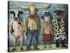 Cattle Line Up-Leah Saulnier-Stretched Canvas