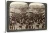 Cattle Market Day, in the Lower Pool of Gihon, Valley of Hinnom, Jerusalem, Palestine, 1900-Underwood & Underwood-Stretched Canvas