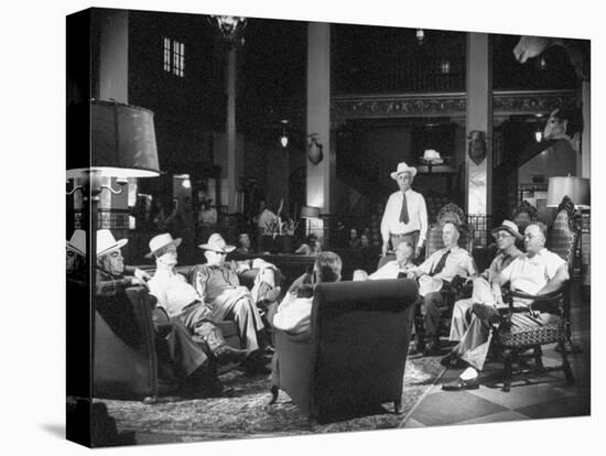 Cattle Men and Natives of San Angelo Sitting in the Lobby of the Cactus Hotel-null-Stretched Canvas