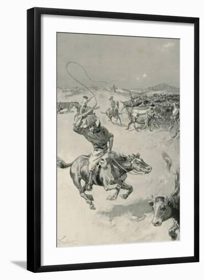 Cattle-Mustering in Queensland-Joseph Finnemore-Framed Giclee Print