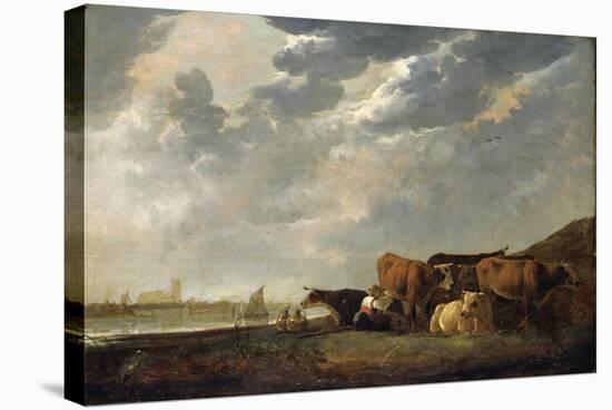 Cattle Near the Maas, with Dordrecht in the Distance-Aelbert Cuyp-Stretched Canvas