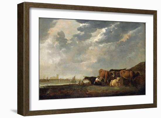 Cattle Near the Maas, with Dordrecht in the Distance-Aelbert Cuyp-Framed Giclee Print