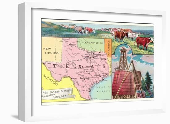 Cattle, Oil, Map-null-Framed Art Print