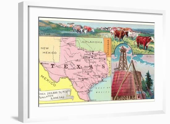 Cattle, Oil, Map-null-Framed Art Print